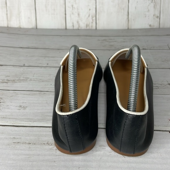 J. Crew Black Pointed Toe Loafers with White Piping - Picture 4 of 10